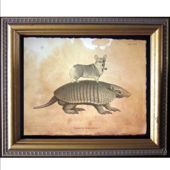 TeaStainedMadness Other - Corgi Dog Riding Armadillo Art Print Tea Stained
